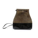 Late 20th Century Christian Dior Grey Suede and Black Patent Handbag, with a patent drawstring