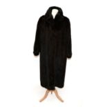 Brown Saga Mink Coat Retailed by Arlbrants Päls Sweden, brown suede lining to the inside of the