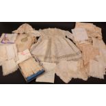 Assorted Mainly Early 20th Century Lace and Handkerchiefs, comprising a small cream silk embroidered
