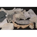 Assorted 19th Century and Later Costume Accessories and Embroideries, including a white cotton