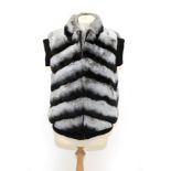 Chinchilla Rex Gilet, with zip fastening, cotton ribbed waistband and sleeveholes