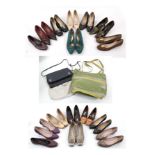 Fifteen Pairs of Salvatore Ferragamo Leather and Suede Heeled Shoes, the majority in dust bags and