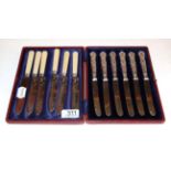 A set of six Edward VII fruit-knives, by Walker and Hall, Sheffield, 1901, with silver plates and