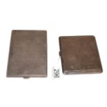 Two silver cigarette-cases, each oblong and with engine-turned decoration, 13cm wide and smaller,