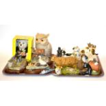 A collection of various pottery and porcelain animals and Border Fine Arts, also including Beswick
