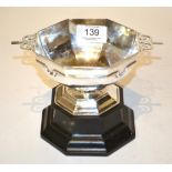 A George V silver bowl, by Manoah Rhodes, Sheffield, 1929, tapering octagonal and on conforming