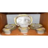 Czech porcelain fish service . Fish service has 25 pieces in total, with all over general wear and