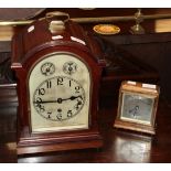 An early 20th century mahogany bracket clock, triple chain movement, 37cm high; together with an