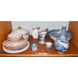 Chinese blue and white porcelain guglet and bowl together with a small collection of Chinese and