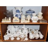 A quantity of Aynsley cottage garden, Royal Doulton image figures, Kaiser, cut glass, etc (two