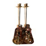 A pair of copper ship's lanterns, labelled 'Port' and 'Starboard', 21cm high; together with with two