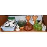 Collectables including Royal Doulton figures, Lladro, Beswick, coloured glass and a quantity Royal