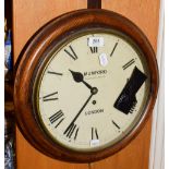 An oak cased wall clock, Mumford, Fenchurch Street, London, with single fusee movement and roman