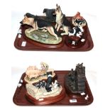 Border Fine Arts animal figure group including 'Feeding Time' (Farmer feeding Queenie and