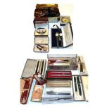 Assorted gent's and ladies' wristwatches together with a collection of pens (two trays)