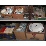 Ten boxes of miscellaneous pottery, porcelain, glass wares, etc (qty)