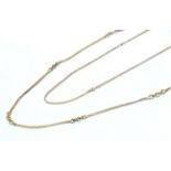Two 9 carat gold fancy link chains, lengths 61.5cm and 78cm . Gross weight 19.14 grams.