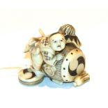 Japanese ivory netsuke, boy and drum, 3cm high. Weight 20g