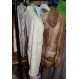 Circa 1930's white rabbit capelet and a brown rabbit jacket (2)