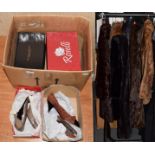 Five assorted fur coats and jackets, including moleskin, squirrel etc and six pairs of ladies