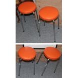 Four cafe stools with chrome legs, 50cm high