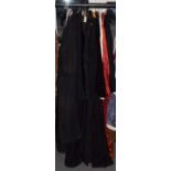 Assorted mainly early 20th century costume comprising a black chiffon dress, a crepe top with bead