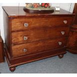 A Victorian mahogany and crossbanded three-height chest of drawers (a.f), 119cm by 56cm by 105cm