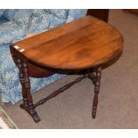 A 19th century mahogany Sutherland table raised on turned, reeded and gadrooned legs, 101cm (open)