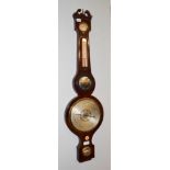 A 19th century inlaid mahogany wheel barometer, unsigned, 100cm high