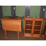 A 19th century pine dough bin, hinged lid, square supports 85cm by 50cm by 84cm high, together