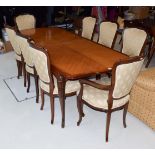 A reproduction French extending dining table, 213cm (extended) by 91cm by 77cm high; together with a