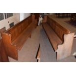 A pair of 8.5' oak church pews, 260cm wide