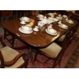 A late 19th/early 20th century mahogany twin-pedestal dining table, in the Regency style, 267cm (