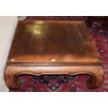 A Chinese hardwood coffee table, 115cm sq. by 41cm high . Various scratches, scuffs, indentations,