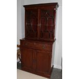 A 19th century mahogany glazed secretaire bookcase (a.f.), 112cm by 58cm by 211cm