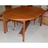 A 1970's Skovmad & Andersen Danish teak dining table, 172cm (extended) by 120cm by 74cm