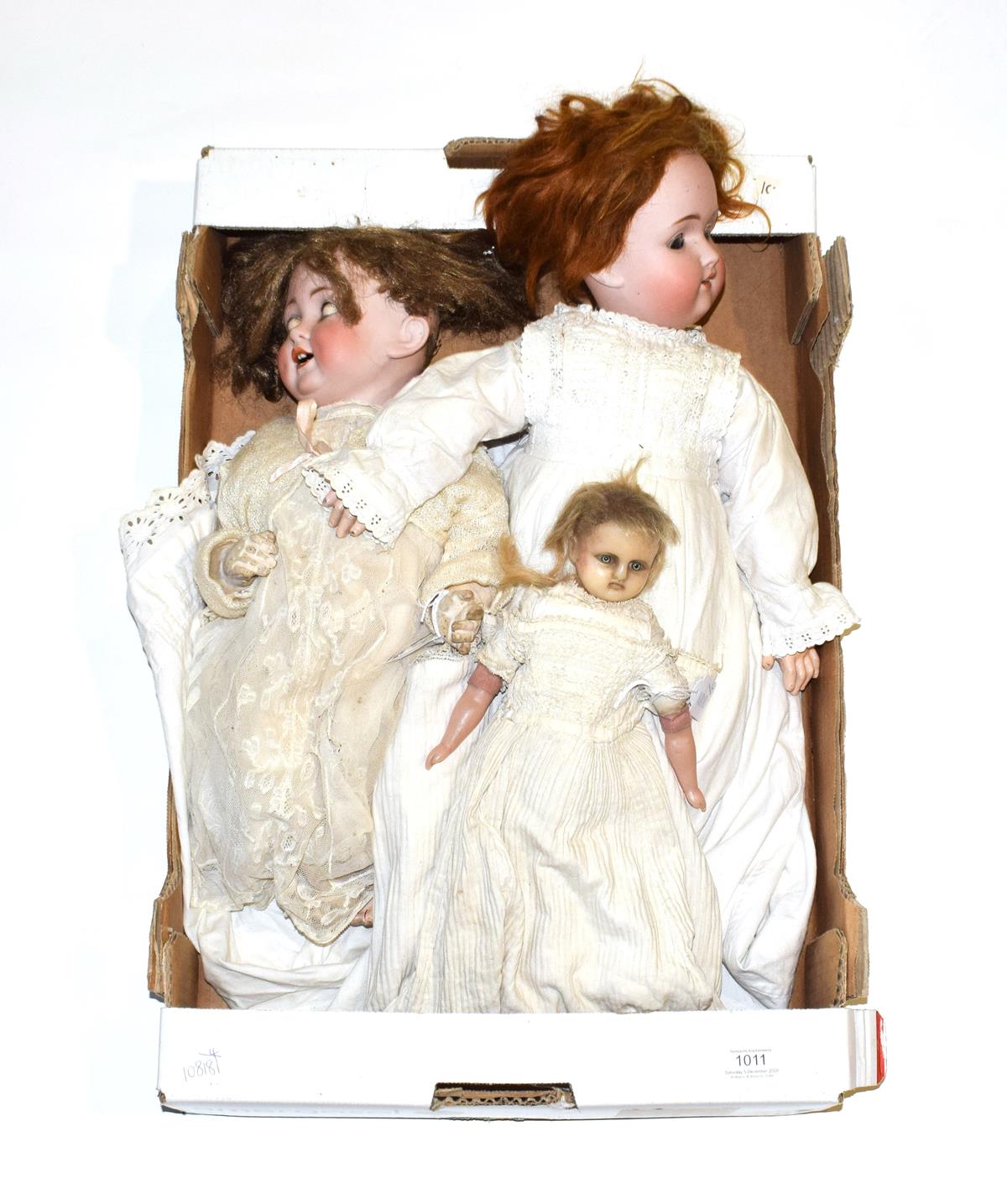 German bisque socket head doll impressed 168, sleeping brown eyes, open mouth, original wig,