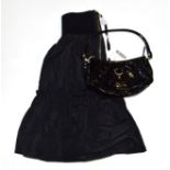 Gucci black patent monogram bag, with chrome hardware, zip fastening, black fabric lining,