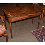 A 19th century rosewood crossbanded mahogany fold-over tea table, 104cm by 51cm by 75cm high