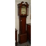 ~ An oak eight day white dial longcase clock, dial signed E.S,Hardemen, Canterbury, later case