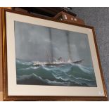 L* Roberts (20th century) ''SS. Tarifa of Glasgow in a gale, in the bay of Biscay 1889'', signed and