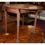 A George III mahogany Pembroke table, oval top, single drawers, square tapering legs, 100cm (open)