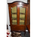 An Edwardian inlaid mahogany glazed display case, 82cm by 35cm by 178cm high