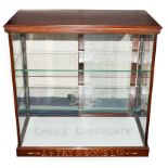 Frys Choice Chocolate Glass Display Cabinet with two glass shelves, 'J S Fry & Sons Ltd' carved into