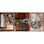 A Collection Of Various Fly Tying Equipment to include storage cabinets, boxes, tools, materials and