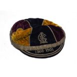 Coleraine School Sporting Cap 1900-01 with monogram embroidered to front (lacks tassel)