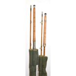 A Hardy ''Marksman'' 2 Section Cane Spinning Rod, 8'-6'' long and a Hardy ''Wanless (9/10lb)'' 2