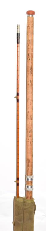 A B James Richard Walker MK IV 2 section split cane coarse rod, 10' long.