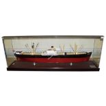 SS Rowanbank A Fine 1:100 Scale Model in case with plaque 'SS Rowanbank, O/N 169797, Gross Tonnage