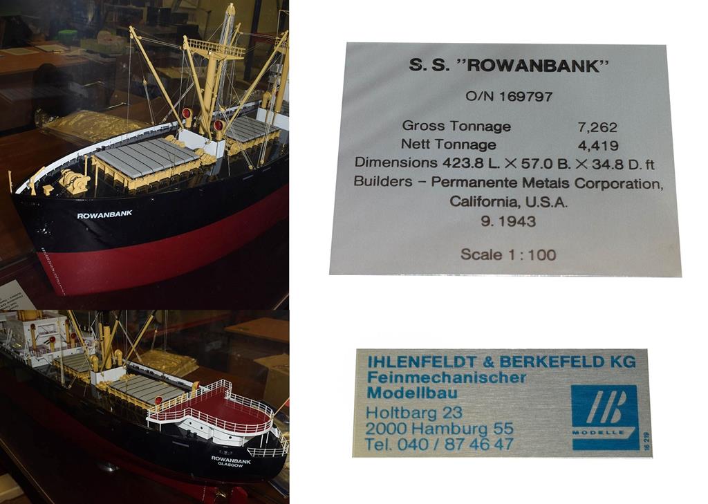 SS Rowanbank A Fine 1:100 Scale Model in case with plaque 'SS Rowanbank, O/N 169797, Gross Tonnage - Image 2 of 2